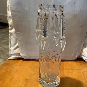 Artistically created by me.  10” contemporary style squareglass vase  which I